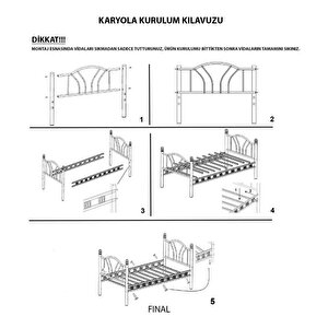 Reyo Orkide Çift Kişilik Ferforje Beyaz Metal Karyola 160x200