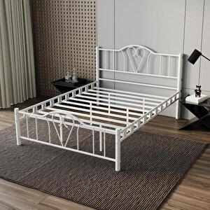 Orkide Tek Kişilik Ferforje Beyaz Metal Karyola 120x200
