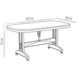 Irk-hm100 Oval Köşe Plastik Dikdörtgen Masa 90x150 Cm Beyaz