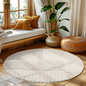Modern Halı Cool Halı Krem Halı Düz Renk Halı Salon Halısı Mutfak Halısı Yıkanabilir Halı Oval Halı 200x200 cm