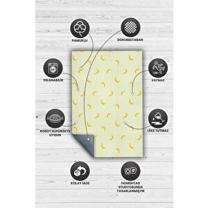 Homshtag Muz Desenli Sarı Halı Minimal Salon Halısı Renkli Mutfak Halısı Tarz Oturma Odası Halı