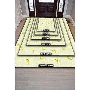 Homshtag Muz Desenli Sarı Halı Minimal Salon Halısı Renkli Mutfak Halısı Tarz Oturma Odası Halı