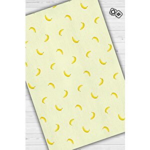 Muz Desenli Sarı Halı Minimal Salon Halısı Renkli Mutfak Halısı Tarz Oturma Odası Halı 80x120 cm