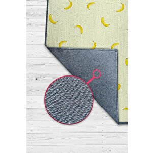 Muz Desenli Sarı Halı Minimal Salon Halısı Renkli Mutfak Halısı Tarz Oturma Odası Halı 80x120 cm