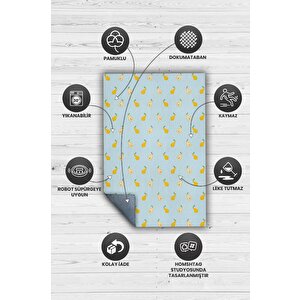 Homshtag Armut Desenli Sarı Halı Minimal Salon Halısı Renkli Mutfak Halısı Tarz Oturma Odası Halı