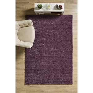 Post Peluş Uzun Tüylü Mor Shaggy Oturma Odası Salon Çocuk Odası Halısı Toz Vermez 100x200 cm