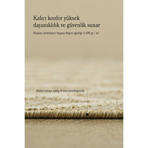 Boho Karo Desen Bej Elit Bukleli Sisal Halı Salon Oturma Odası Dış Mekan Halısı Dayanıklı