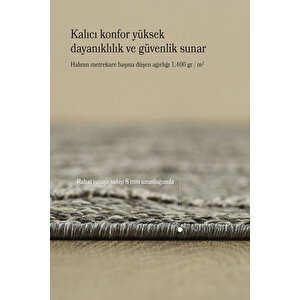 Boho Motifli Gri Elit Bukleli Sisal Halı Salon Oturma Odası Dış Mekan Halısı Dayanıklı