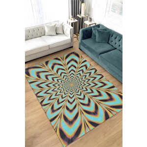 Optik İllüzyon Dokuma Tabanlı Geometrik Halı Kareli Oturma Odası Halısı Renkli Salon Halısı 160x240 cm