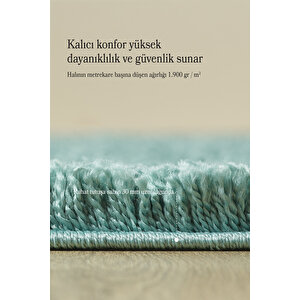 Post Peluş Uzun Tüylü Su Yeşili Shaggy Oturma Odası Salon Çocuk Odası Halısı Toz Vermez