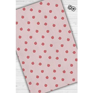Elma Desenli Pembe Halı Minimal Salon Halısı Renkli Mutfak Halısı Tarz Oturma Odası Halı 120x180 cm