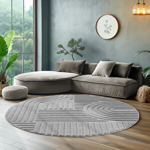 Modern Halı Cool Halı Gri Halı Düz Renk Halı Salon Halısı Mutfak Halısı Yıkanabilir Halı Oval Halı 120x120 cm
