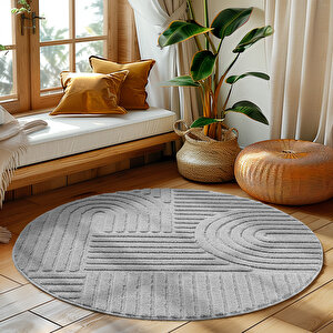 Modern Halı Cool Halı Gri Halı Düz Renk Halı Salon Halısı Mutfak Halısı Yıkanabilir Halı Oval Halı 80x80 cm