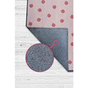 Elma Desenli Pembe Halı Minimal Salon Halısı Renkli Mutfak Halısı Tarz Oturma Odası Halı 100x150 cm