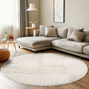Modern Halı Cool Halı Krem Halı Düz Renk Halı Salon Halısı Mutfak Halısı Yıkanabilir Halı Oval Halı 160x160 cm