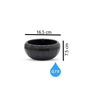 Krs-610 Dekoratif Küçük Aranjman Kaktus Sukulent Saksı 0.7 Litre Antrasit