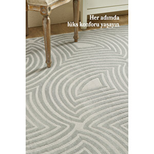 Elit Tasarım Sık Dokuma Gümüş Renk Jüt Taban Oturma Odası Salon Halısı Leke Tutmaz Toz Vermez 80x150 cm