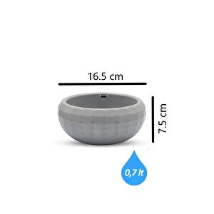 Krs-610 Dekoratif Küçük Aranjman Kaktus Sukulent Saksı 0.7 Litre Gri