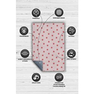 Homshtag Elma Desenli Pembe Halı Minimal Salon Halısı Renkli Mutfak Halısı Tarz Oturma Odası Halı