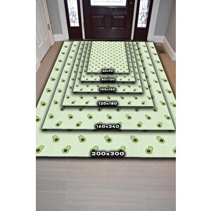 Homshtag Avokado Desenli Yeşil Halı Minimal Salon Halısı Renkli Mutfak Halısı Tarz Oturma Odası Halı