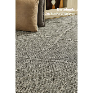 İskandinav Tasarım Gri Elit Bukleli Sisal Halı Salon Oturma Odası Dış Mekan Halısı Dayanıklı 140x200