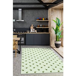 Avokado Desenli Yeşil Halı Minimal Salon Halısı Renkli Mutfak Halısı Tarz Oturma Odası Halı 80x120 cm