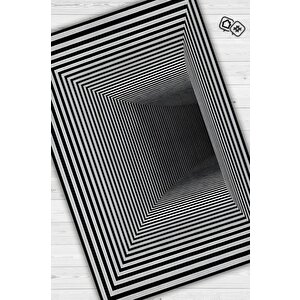 Homshtag Tünel Dokuma Tabanlı Geometrik Halı Kareli Oturma Odası Halısı Siyah Beyaz Salon Halısı