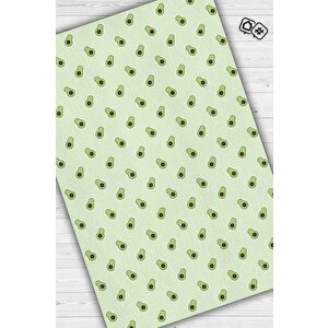 Avokado Desenli Yeşil Halı Minimal Salon Halısı Renkli Mutfak Halısı Tarz Oturma Odası Halı 200x300 cm