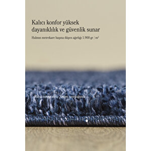 Modern Desenli Salon Halısı Lacivert Halı Peluş Halı Yıkanabilir Post Halı Kaymaz Taban Halı