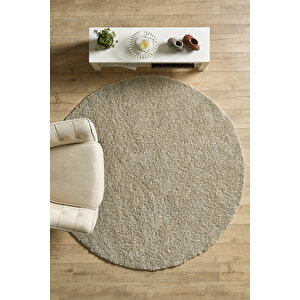 Post Peluş Uzun Tüylü Doğal Shaggy Oturma Odası Salon Çocuk Odası Halısı Toz Vermez Yuvarlak 80x80 cm