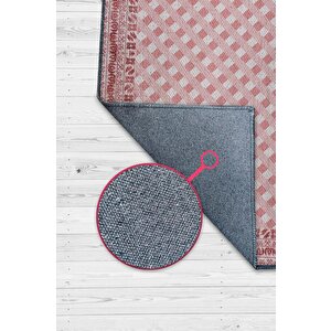 Homshtag Etnik Desenli Pembe Renkli Halı Vintage Bordürlü Halı Geometrik Desenli Dijital Baskı Halı