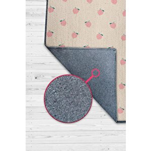 Şeftali Desenli Turuncu Halı Minimal Salon Halısı Renkli Mutfak Halı Tarz Oturma Odası Halı 120x180 cm