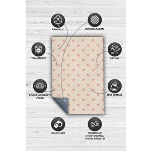 Homshtag Şeftali Desenli Turuncu Halı Minimal Salon Halısı Renkli Mutfak Halı Tarz Oturma Odası Halı