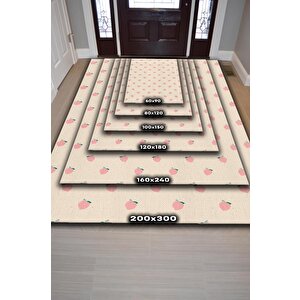 Homshtag Şeftali Desenli Turuncu Halı Minimal Salon Halısı Renkli Mutfak Halı Tarz Oturma Odası Halı