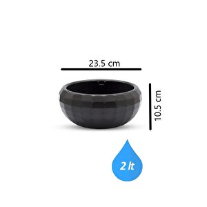 Krs-611 Dekoratif Orta Aranjman Kaktus Sukulent Saksı 2 Litre Antrasit