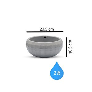 Krs-611 Dekoratif Orta Aranjman Kaktus Sukulent Saksı 2 Litre Gri
