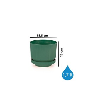 So-s281 Dekoratif Tabaklı Lüks Çizgi Desenli Saksı 1.7 Litre Yeşil