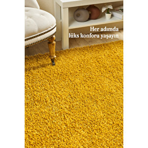 Post Peluş Uzun Tüylü Gold Shaggy Oturma Odası Salon Çocuk Odası Halısı Toz Vermez 200x290 cm