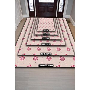 Homshtag Nar Desenli Kırmızı Halı Minimal Salon Halısı Renkli Mutfak Halısı Tarz Oturma Odası Halı