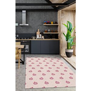 Nar Desenli Kırmızı Halı Minimal Salon Halısı Renkli Mutfak Halısı Tarz Oturma Odası Halı 120x180 cm