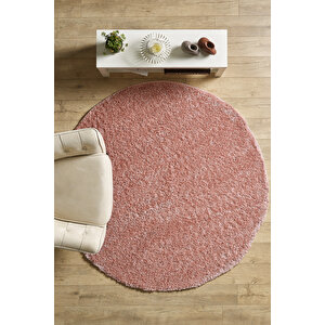 Post Peluş Uzun Tüylü Pembe Shaggy Oturma Odası Salon Çocuk Odası Halısı Toz Vermez Yuvarlak 200x200 cm