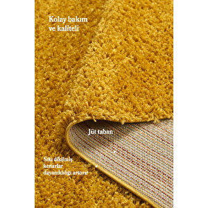 Post Peluş Uzun Tüylü Gold Shaggy Oturma Odası Salon Çocuk Odası Halısı Toz Vermez