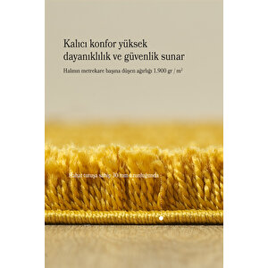 Post Peluş Uzun Tüylü Gold Shaggy Oturma Odası Salon Çocuk Odası Halısı Toz Vermez