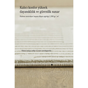 Yumuşak Dokulu Krem Renk Jüt Tabanlı Sık Dokuma Yüksek Kalite Toz Vermez Oturma Odası Salon Halısı