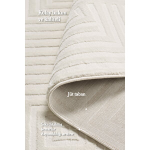 Yumuşak Dokulu Krem Renk Jüt Tabanlı Sık Dokuma Yüksek Kalite Toz Vermez Oturma Odası Salon Halısı