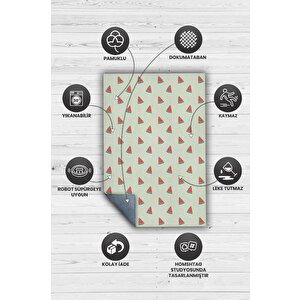 Homshtag Karpuz Desenli Yeşil Halı Minimal Salon Halısı Renkli Mutfak Halısı Tarz Oturma Odası Halı