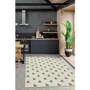 Karpuz Desenli Yeşil Halı Minimal Salon Halısı Renkli Mutfak Halısı Tarz Oturma Odası Halı 80x120 cm