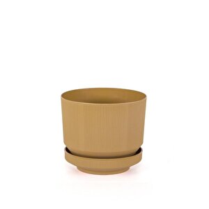 So-s283 Dekoratif Tabaklı Lüks Çizgi Desenli Saksı 6 Litre Gold
