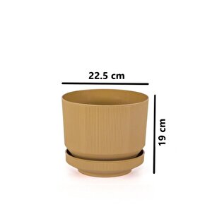 So-s283 Dekoratif Tabaklı Lüks Çizgi Desenli Saksı 6 Litre Gold