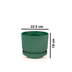 So-s283 Dekoratif Tabaklı Lüks Çizgi Desenli Saksı 6 Litre Yeşil